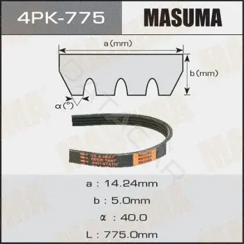 Ремень ручейковый MASUMA 4PK-775