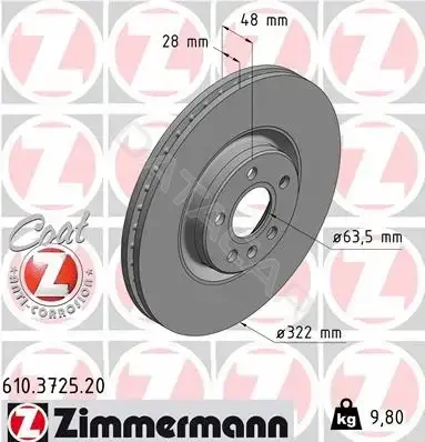 Тормозные диски ZIMMERMANN 610.3725.20