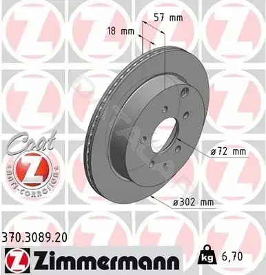 Тормозные диски ZIMMERMANN 370.3089.20