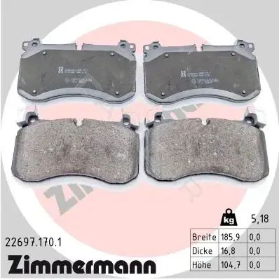 Тормозные колодки ZIMMERMANN 22697.170.1