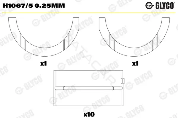 Вкладыши коренные GLYCO H1067/50.25mm