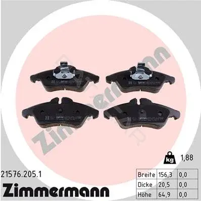 Тормозные колодки ZIMMERMANN 21576.205.1