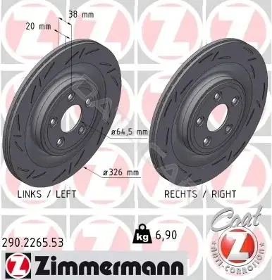 Тормозные диски ZIMMERMANN 290.2265.53