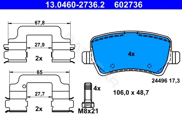 Тормозные колодки ATE 13.0460-2736.2