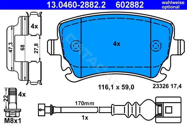Тормозные колодки ATE 13.0460-2882.2