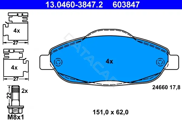 Тормозные колодки ATE 13.0460-3847.2