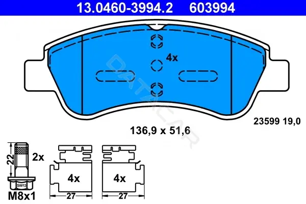 Тормозные колодки ATE 13.0460-3994.2
