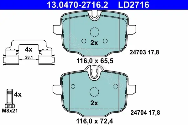 Тормозные колодки ATE 13.0470-2716.2