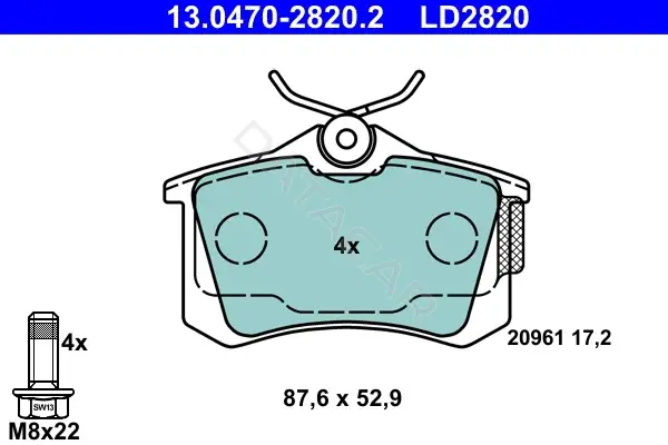 Тормозные колодки ATE 13.0470-2820.2