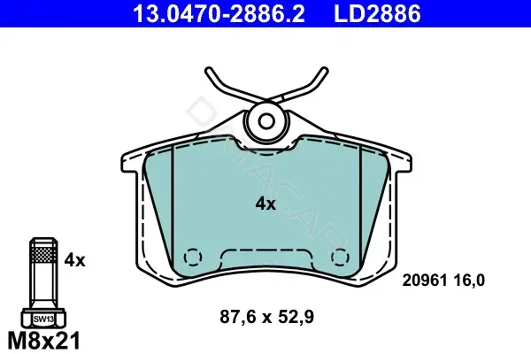 Тормозные колодки ATE 13.0470-2886.2