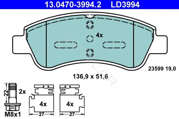Тормозные колодки ATE 13.0470-3994.2
