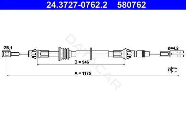 Трос ручника ATE 24.3727-0762.2
