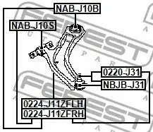 Рычаги FEBEST 0224-J11ZFLH