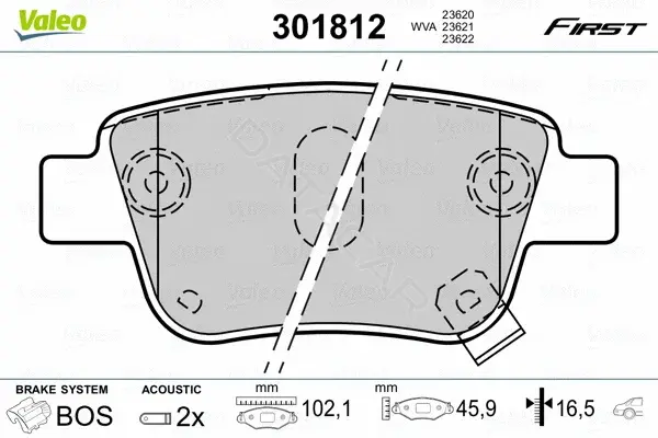 Тормозные колодки VALEO 301812