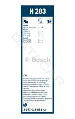 Щетки стеклоочистителя BOSCH 3397011812