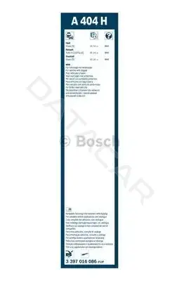 Щетки стеклоочистителя BOSCH 3397016086