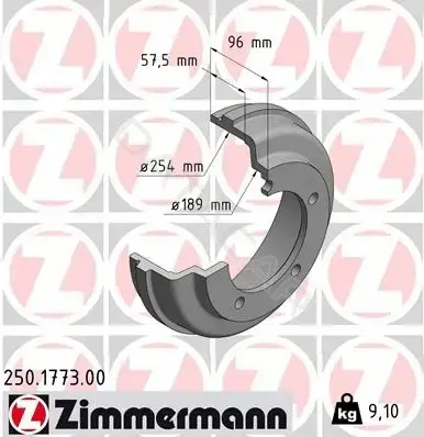 Тормозной барабан ZIMMERMANN 250.1773.00