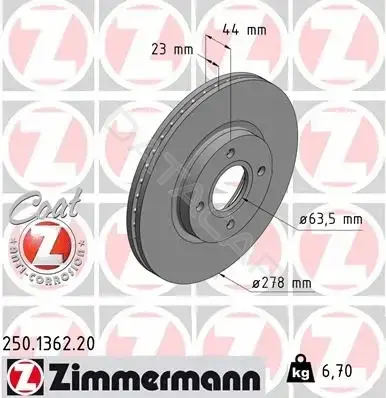 Тормозные диски ZIMMERMANN 250.1362.20