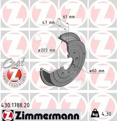 Тормозной барабан ZIMMERMANN 430.1788.20