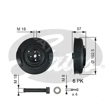 Шкив коленвала GATES TVD1033A
