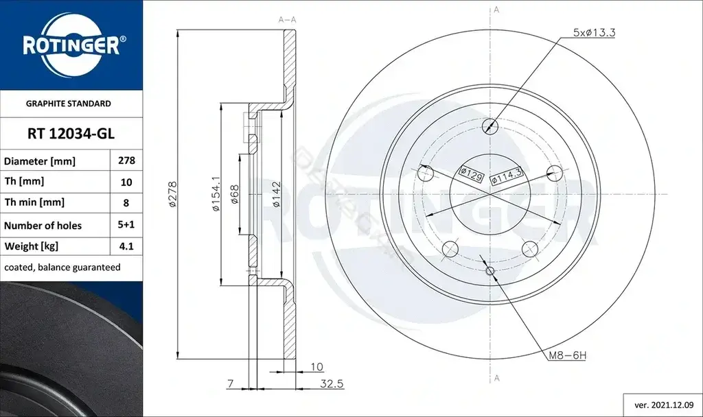 Тормозные диски ROTINGER RT12034-GL