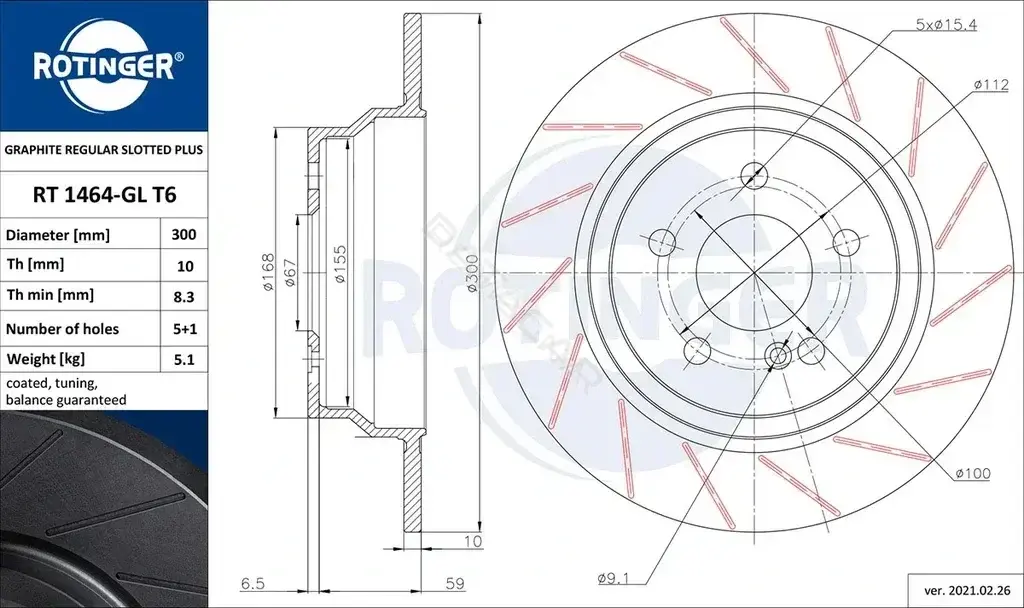 Тормозные диски ROTINGER RT1464-GLT6