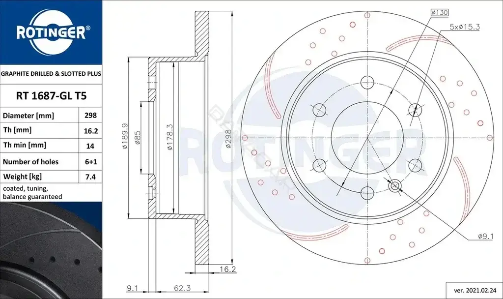 Тормозные диски ROTINGER RT1687-GLT5
