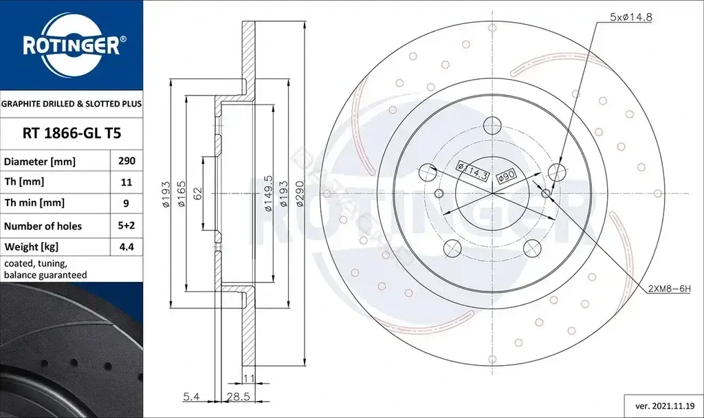 Тормозные диски ROTINGER RT1866-GLT5