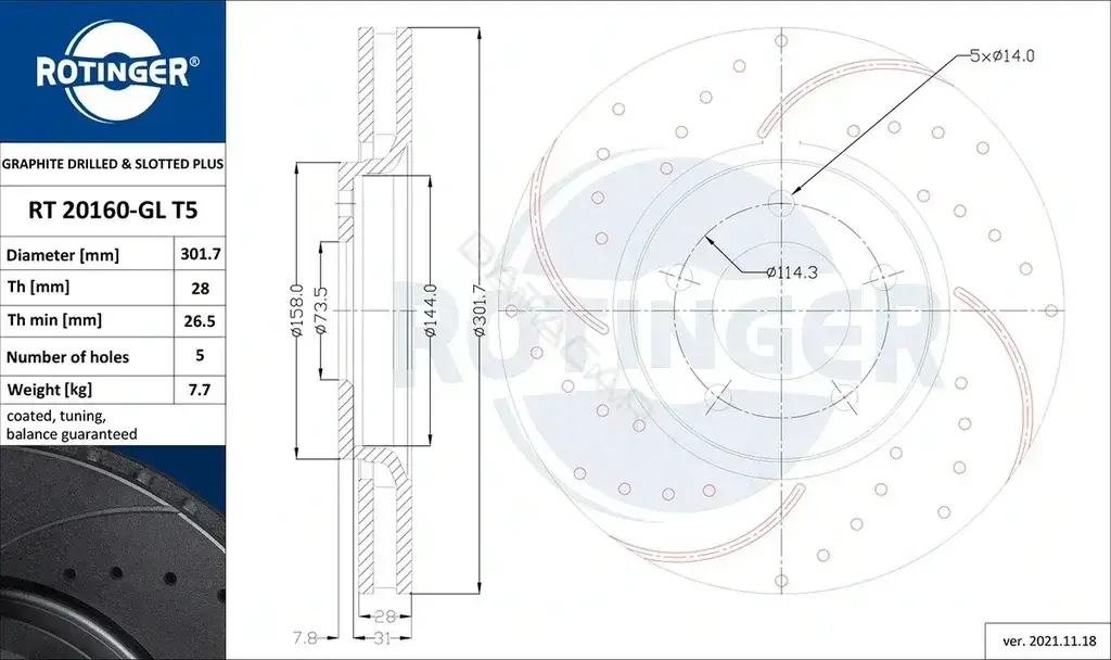 Тормозные диски ROTINGER RT20160-GLT5