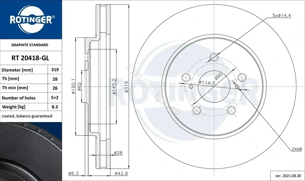 Тормозные диски ROTINGER RT20418-GL