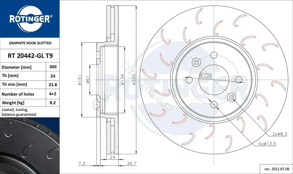 Тормозные диски ROTINGER RT20442-GLT9