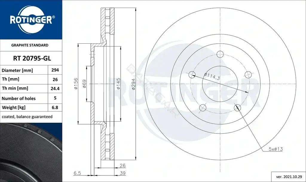 Тормозные диски ROTINGER RT20795-GL
