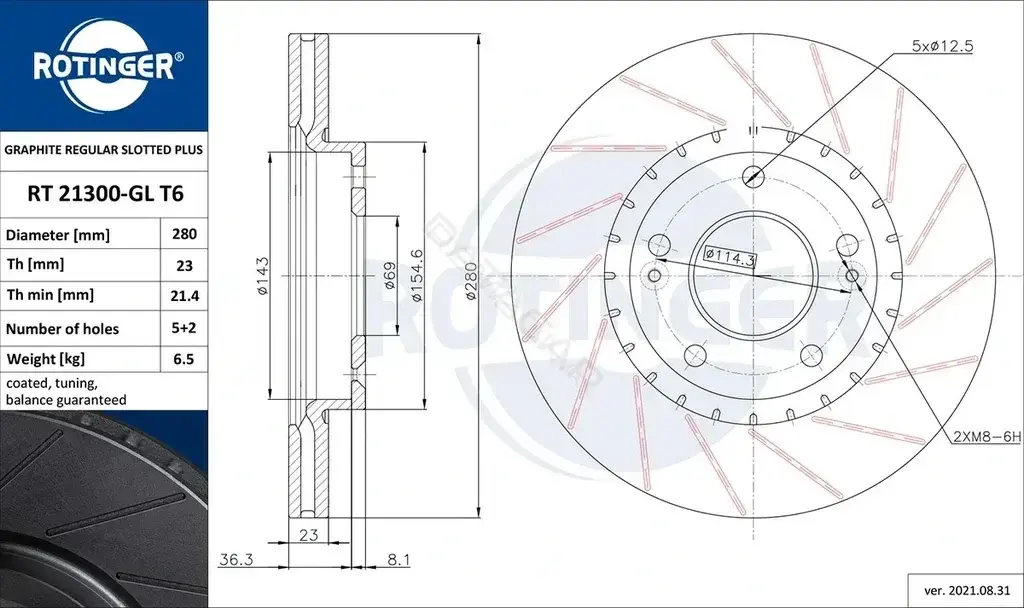 Тормозные диски ROTINGER RT21300-GLT6