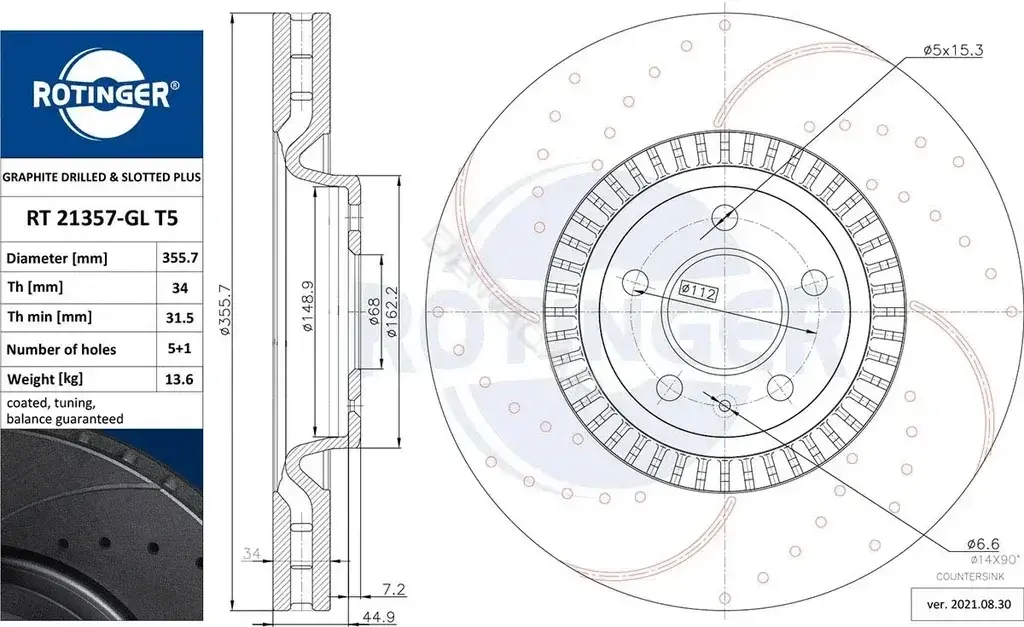 Тормозные диски ROTINGER RT21357-GLT5