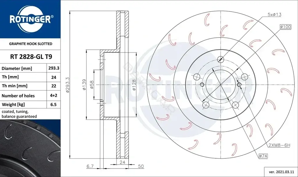 Тормозные диски ROTINGER RT2828-GLT9
