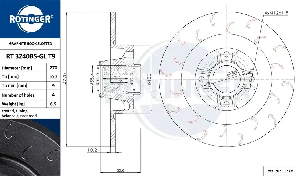 Тормозные диски ROTINGER RT3240BS-GLT9