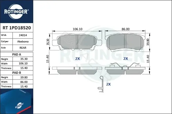 Тормозные колодки ROTINGER RT1PD18520