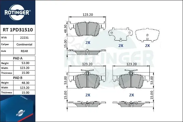 Тормозные колодки ROTINGER RT1PD31510