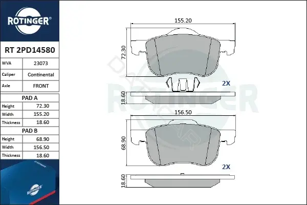 Тормозные колодки ROTINGER RT2PD14580