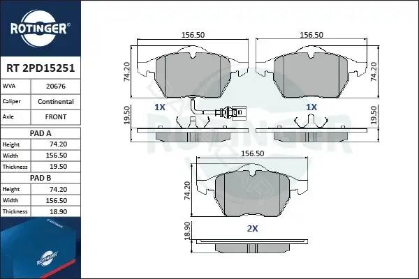 Тормозные колодки ROTINGER RT2PD15251