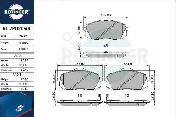 Тормозные колодки ROTINGER RT2PD20500