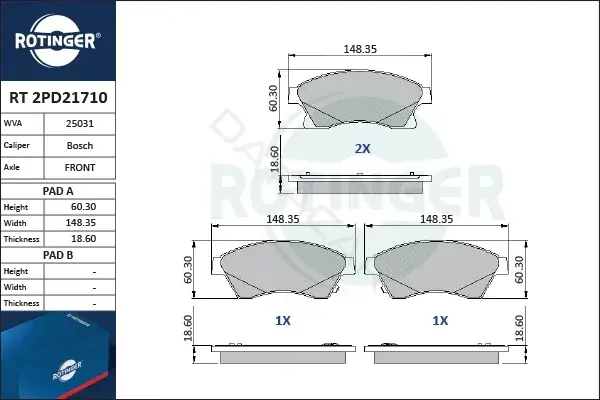 Тормозные колодки ROTINGER RT2PD21710