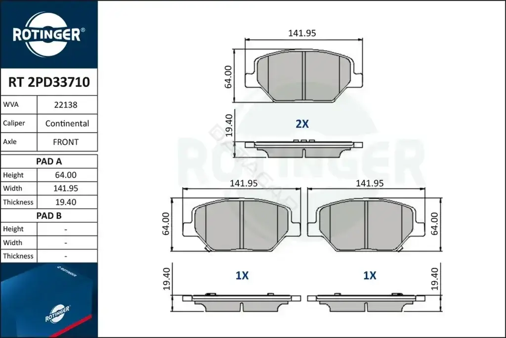 Тормозные колодки ROTINGER RT2PD33710