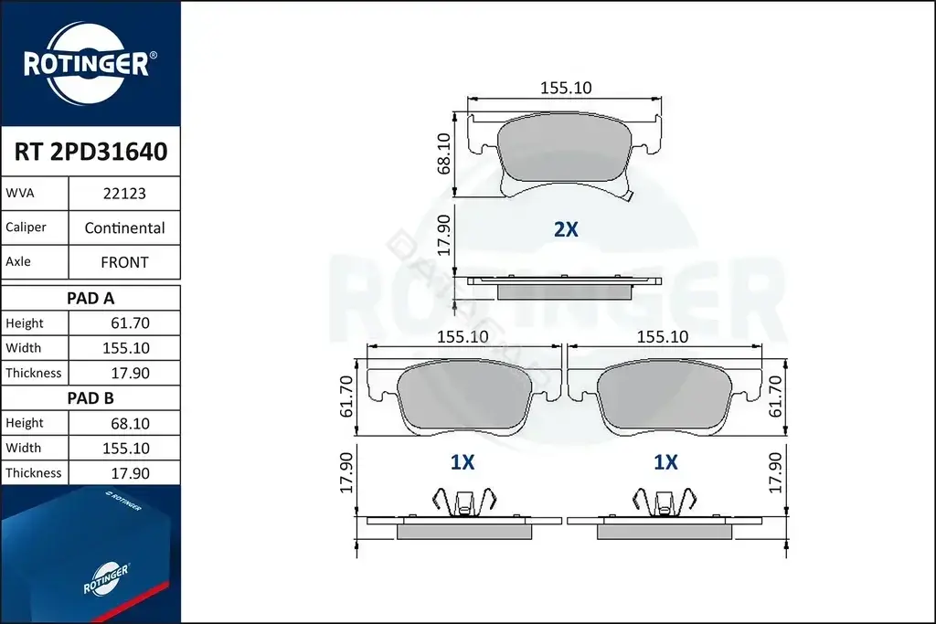 Тормозные колодки ROTINGER RT2PD31640