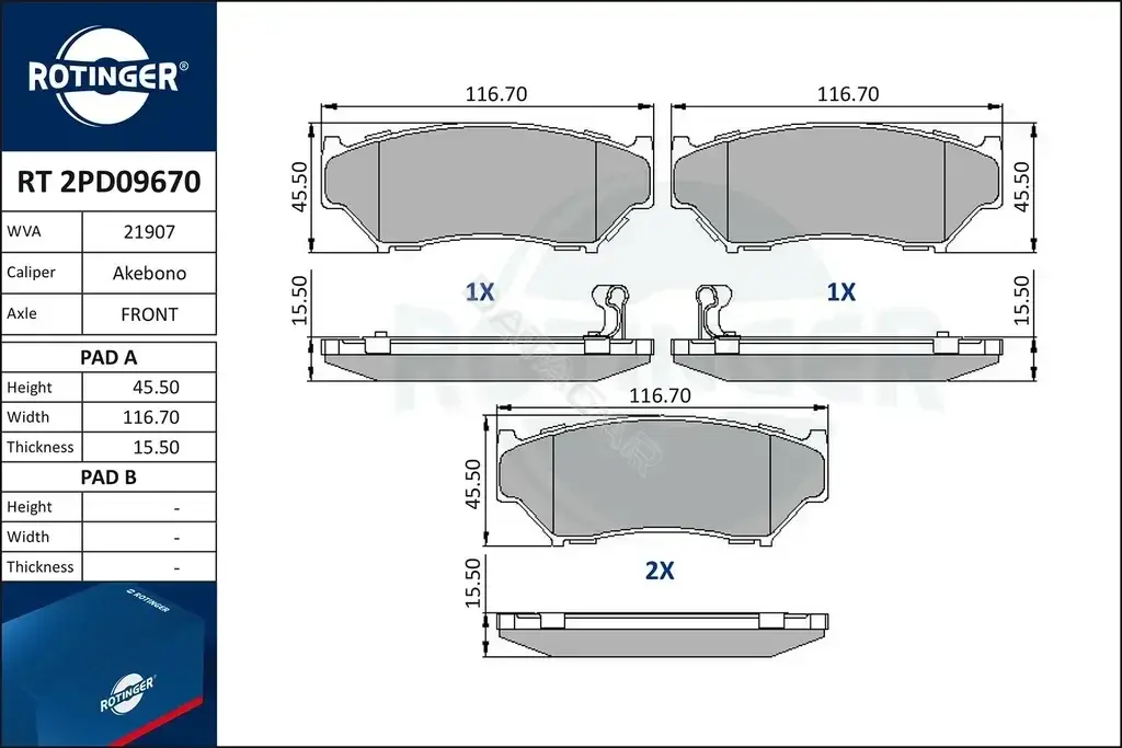 Тормозные колодки ROTINGER RT2PD09670