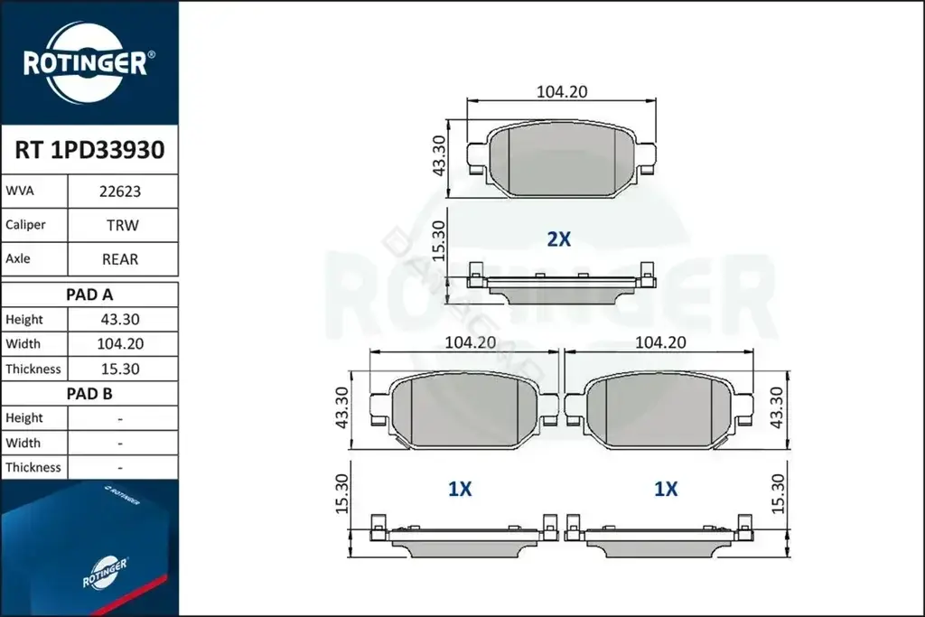 Тормозные колодки ROTINGER RT1PD33930
