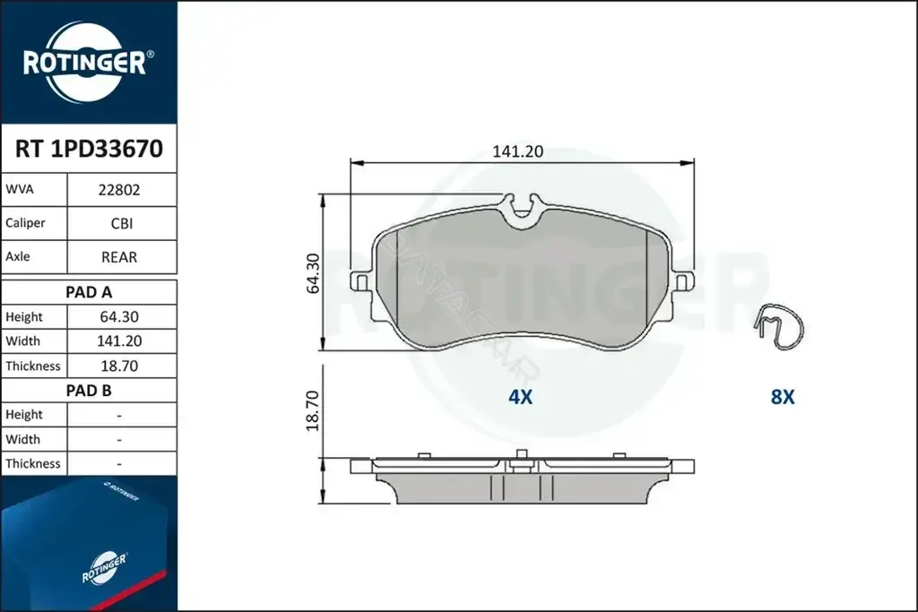 Тормозные колодки ROTINGER RT1PD33670