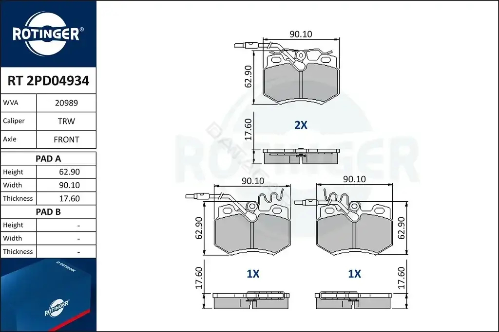 Тормозные колодки ROTINGER RT2PD04934