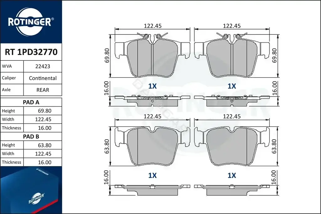 Тормозные колодки ROTINGER RT1PD32770