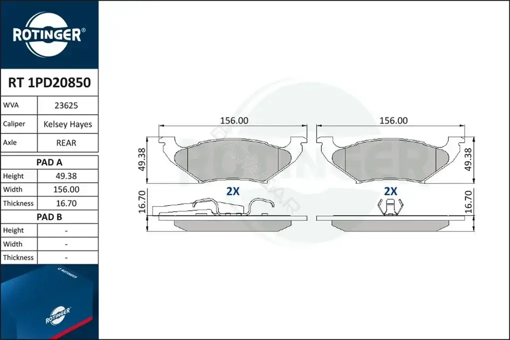 Тормозные колодки ROTINGER RT1PD20850